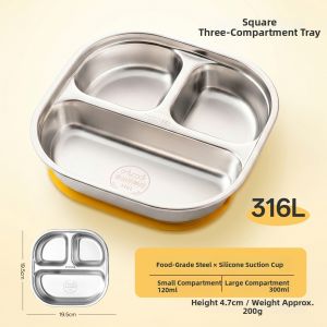 onlycook | Suction Stainless Steel 316 Divided Plate for Children