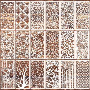 18-Piece Floral Tree Layering Stencils Set 21x10cm DIY Scrapbooking Templates for Painting Embossing Album Decoration