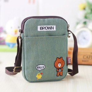 Womens Crossbody Phone Bag 2024 Summer New Korean Style Fresh Cotton Canvas Mini Versatile Coin Purse Fashion Small Fresh Style