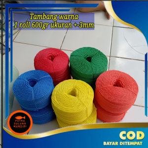 Tambang Plastik PE 3mm berat 600gr siap pakai kuat tahan lama