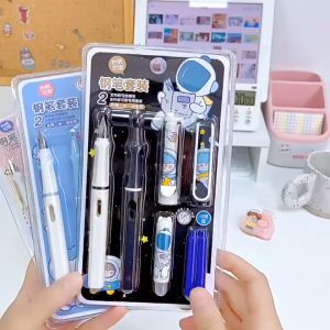 Set 2 bút máy AODEMEI mực xanh dương/ tím/ đen xóa được họa tiết hoạt hình đáng yêu sử dụng trong văn phòng trường học cotienshop87