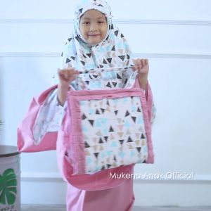 Mukena Anak Katun Motif Labella Peach Tas Sajadah