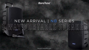 Baretone MAX-15NB 15" Portable Speaker Bluetooth with Two UHF Wireless Microphone