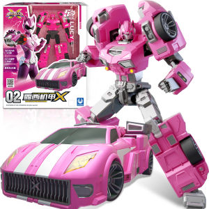 Mini Special Agent X Lucy Transforming Robot Toy for Children Girls Diamond Car Secret Agent Playtime Educational Building Blocks