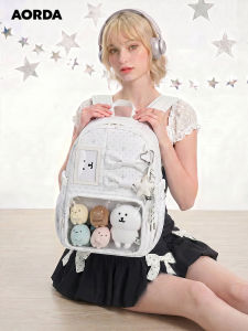 AORDA | Student Backpack Large Capacity White Polka Dot Design