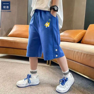 Boys Cotton Cartoon Printed Sports Pants Seven-Foot Length Casual Trousers Comfortable Breathable Mid-Term Childrens Wear