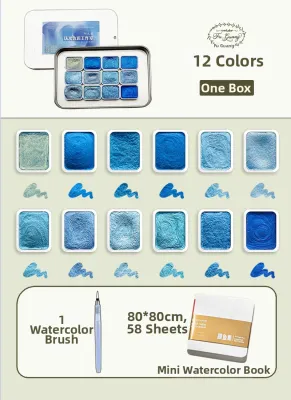 Opalescent Solid Watercolor Set Portable For Junior Students