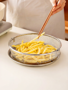 onlycook | 304 Stainless Steel Air Fryer Baking Pan Oil Drain Filter Rack