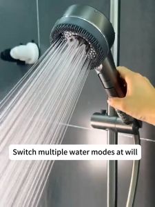 H&W High Pressure Shower head Bathroom Massage Handheld Filter Shower Head One-Button Water Stop Bathroom SPA 4 mode