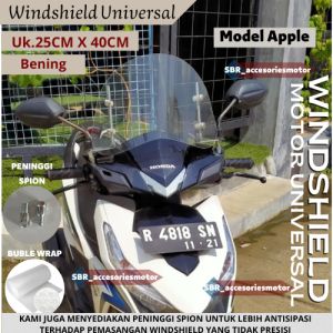 Windshield Ukuran 25x40cm Model Apple Winsil Universal Untuk Semua Motor Bebek Matic sport Honda Yamaha Suzuki winsil windsild windsil winshild wingsil visor tameng angin vario 110 125 150 beat scoopy genio grand supra x 125 prima verza vixion nex spin