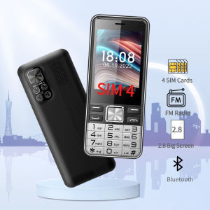 Four 4 Sim Cards Elderly Push Button Mobile Phone 2.8\" Large Display Big Key Long Standby Senior Cellphone Quick Dial Low Price