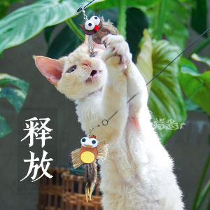Creative Long Pole Steel Wire Cat Toy String Bird Small Animal Bell Sound Producing Self Entertaining Cat Teaser Stick