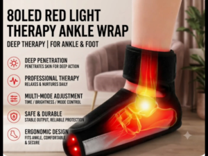 80 LED Red Light Therapy Wrap for Ankle & Foot | Near-Infrared Heating Pad for Joint Pain Relief