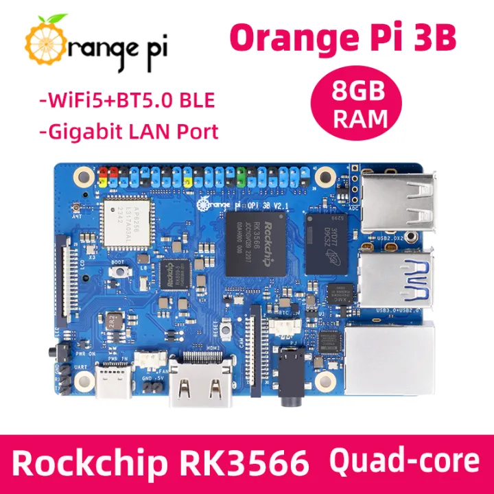 SHCHV | Orange Pi 3B 8GB RAM Rockchip RK3566 Quad-core 64bit 1.8GHz WiFi 5 BT 5.0 BLE Giabit LAN support eMMC PCIe2.0 NVME Demo Board