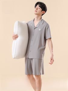 MiiOW | Mens Summer Sleepwear Short Sleeve Shorts Home Clothes Set Breathable Comfortable MiiOW Cat Man Simple Style Youth Casual Wear