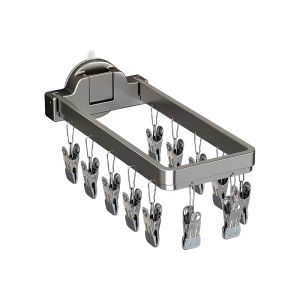 youqin | Foldable Suction Cup Socks Drying Rack Multiple Clips