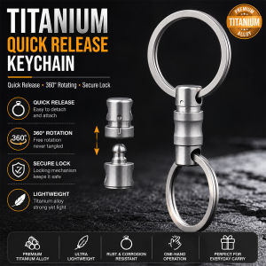 Titanium Alloy 360-Degree Rotating Self-Locking Keychain — Quick-Release Key Fob with Retractable Design and Carabiner Clip