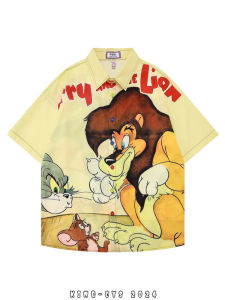 เสื้อเชิ้ตแขนสั้นพิมพ์ลายเสือชายหาดวินเทจฮาวายสำหรับผู้ชายและผู้หญิง ทรงหลวม ไม่ต้องรีด เส้นใยโพลีเอสเตอร์