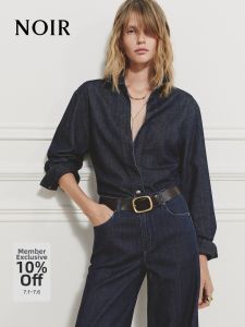 MO&Co. | Noir Series Cotton Denim Shirt Slim Fit