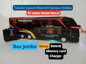 bus TELOLET BASURI JUMBO mainan anak Remot Control full lampu Dan Strobo double decker