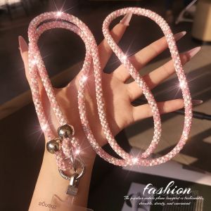 Elegant Long Diamond Studded Mobile Phone Strap Womens Crossbody Shoulder Bag Decorative Chain Luxury Crystal Color Diamond