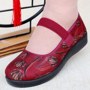 Old Beijing Cloth Shoes Womens Breathable Soft Bottom round Head Comfortable Wide Fitting Grandmother Shoes Spring Autumn