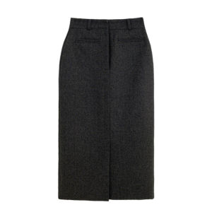 PIAOYA | High-Quality Gray Wool Skirt Womens Autumn Winter Front Split Straight Tube Pencil Skirt Business Wool Skirt