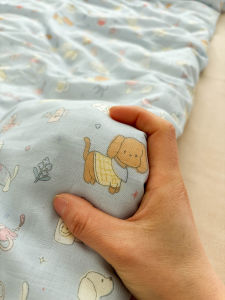 Pure Cotton Breathable Cartoon Dog Teething Double Layer Bed Sheet Bed Canopy Duvet Cover Set Home Use Versatile Universal