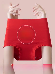 Miiow | Pure Cotton High Waist Underwear For Women Red Marriage Gift Cat Person Year Briefs Anti-Bacterial Comfortable Cotton Fabric