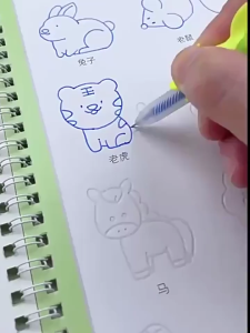 ✨✨สมุดวาดรูปสำหรับเด็ก สมุดฝึกวาดรูปมีร่องชุดฝึกศิลปะเด็กก่อนวัยเรียน ปลอดภัย ฝึกสมาธิและความคิดสร้างสรรค์