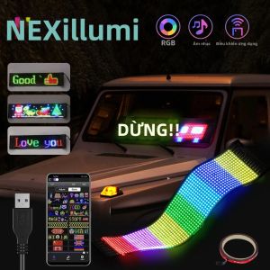 Màn Hình LED Ma Trận Điểm Ảnh 5V USB Hiển Thị RGB Linh Hoạt Điều Khiển Được Dùng Cho Hoạt Hình Chữ Chạy Trang Trí Xe Hơi Cửa Hàng Điều Khiển Bằng Ứng Dụng Bluetooth