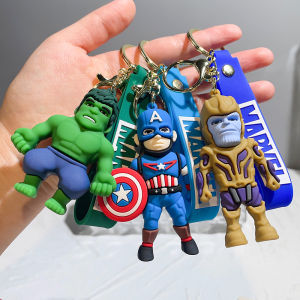 Disney Marvel Avengers PVC Keychains Cute Cartoon Superhero Pendant Keyholder Thanos Iron Man Spiderman Keyrings Jewelry Gifts