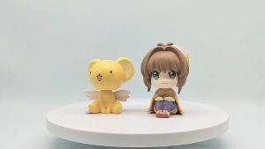 Bandai | 10cm Card Captor Sakura Anime Action Figure - Kinomoto Sakura Q Version Với Cerberus PVC Bộ Sưu Tập Mô Hình Đồ Chơi Dành Cho Người Hâm Mộ