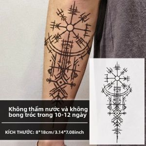 1 Miếng Dán Hình Xăm Tạm Thời Hình Học Phong Cách Viking Không Thấm Nước Bền Màu Dán Tay & Chân Không Chứa Hóa Chất Xuất Xứ Trung Quốc