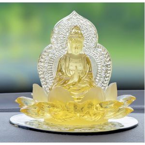 (QUAN ÂM) Tượng Phật Quan Âm Bồ Tát Để Trên Taplo Ô Tô Tượng Phật Quan Âm Ngự Đài Sen Với Chất Liệu Pha Lê Cao Cấp. Để Bàn Làm Việc