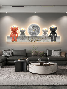 Modern Light Luxury Living Room Decorative Painting LED Light Painting Fashion Elegant Violent Bear Hanging Painting Sofa Background Wall Clock Painting