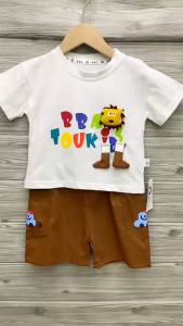 Terno for Kids Boy Classic Cream & Brown casual outfit w/ 3D animal toy 1-5yrs old E101