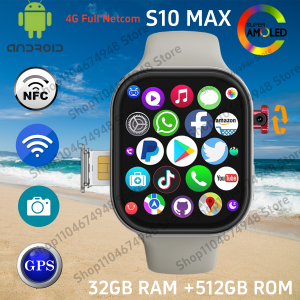 VP99 S10 MAX 4G Smartwatch 2.29inch Amoled Smart Watch Men Women Wrist Phone Heart Rate Rotary Camera GPS Position WIFI Compass