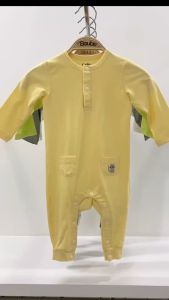 Bộ bodysuit bộ liền thân cài thẳng dài tay 2 túi nhiều màu sắc cho bé Boube vải Cotton organic thoáng mát - Size 0-12M