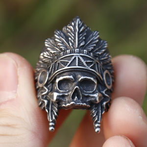 2025 new Vintage Stainless Steel Indiana Skull Ring For Men Biker Punk Hip Hop Gothic Jewelry for Gift free shipping