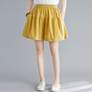 Summer 2022 Korean Style Loose Cotton Linen Wide Leg Pants High Waist Short Shorts Womens Pure Color A-Line Hot Pants