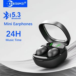 Kebidumei | KEBIDUMEI Invisable Mini Earphones Bluetooth 5.3 Headphones Touch Control Wireless Headset Noise Reduction Earbuds with Display