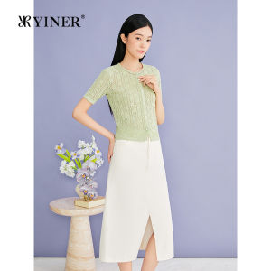 YINER | fashionable elegant commuting round neck lace-up textured H-shaped Knit Sweater