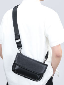 Genuine Leather Mens Crossbody Bag Top Layer Cowhide Single Shoulder Bag Simple Style Casual Fashion Youth Leather Bag