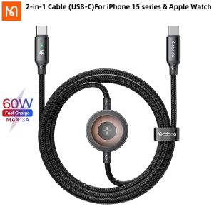 Mcdodo Type C To Type C +Wireless Charger 2-in-1 Cable For iPhone 15 series/iPad/MacBook 3A 60W PD Fast charging & Apple Watch & Android Huawei Samsung Honor XiaomivivoOPPO