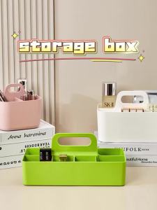 Desktop Organizer Box Split Pen Marker Organizer with Handle Versatile Cosmetic Container Box Bedroom Table Portable Storage Box