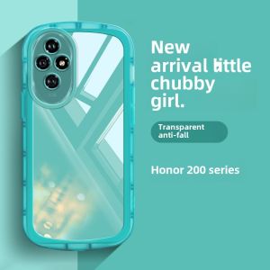 Ikoko Transparent Silicone Case for Honor200 pro Thickened Anti-Fall Protection Cover Mens Cute Fat Girl Design Mobile Phone Shell