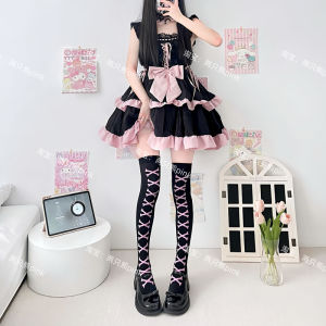 Summer Cosplay Slim Looking Black Silk Knee Socks Sub-Culture Bone Velvet Thigh High Socks Female Dark Punk
