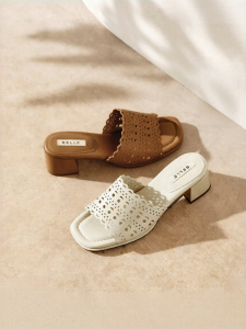 Belle | Height Increasing Soft Sheepskin Carving Flat Sandals