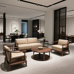 New Chinese Style Office Sofa Zen Minimalist Aesthetic Black Walnut Wood Living Room Furniture Sòng Shì Style Plain Level